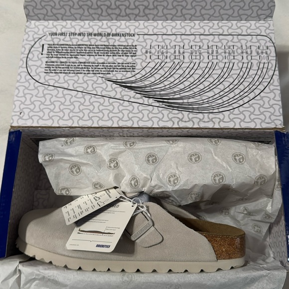 NWT Birkenstock Boston soft footbed suede antique white clogs, size 40 - Picture 2 of 4
